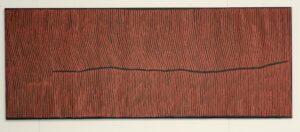 Ronnie Tjampitjinpa, Bushfire Dreaming, 2003. Acrylique sur toile, 122x302 cm © Uwe Seyl, Stuttgart © ADAGP, Paris 2026