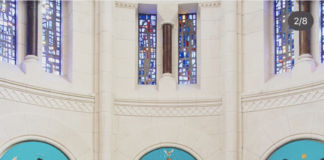 A Lourdes, inauguration des « peintures bleues » de Philippe Pujo dans l’église paroissiale