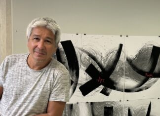 A Limoux, VanBinh réalise une calligraphie géante, Traça Umana