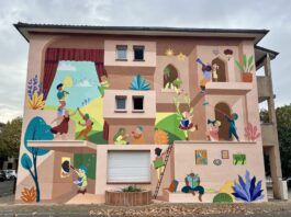 Deux artistes gardoise livrent une fresque de 100 m² à Villeneuve-Tolosane