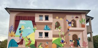 Deux artistes gardoise livrent une fresque de 100 m² à Villeneuve-Tolosane